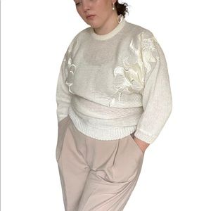 80s white embellished sweater